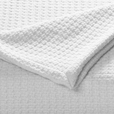 Coastal Knit King-Sized White Cotton Blanket - Reversible & Machine Washable