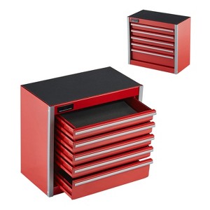 VEVOR Metal Tool Box, 8.6-inch, Portable Metal Tool Box with 5 Drawers, Small Tool Chest with EVA Liners and PP Feet Pads, Heavy-Duty Steel, Red - 1 of 4