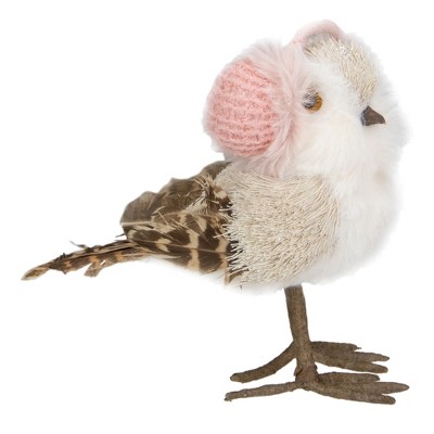 Northlight 6.25" Winter Bird in Pink Earmuffs Tabletop Christmas Decoration