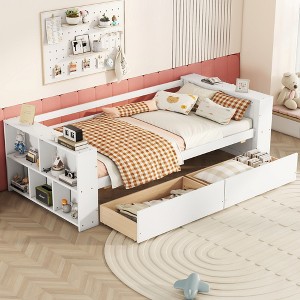 Whisen Twin Size Daybed with Built-in Bookcase and Drawers - 1 of 4