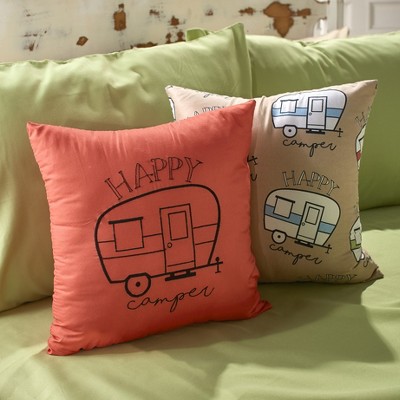 happy camper throw pillow