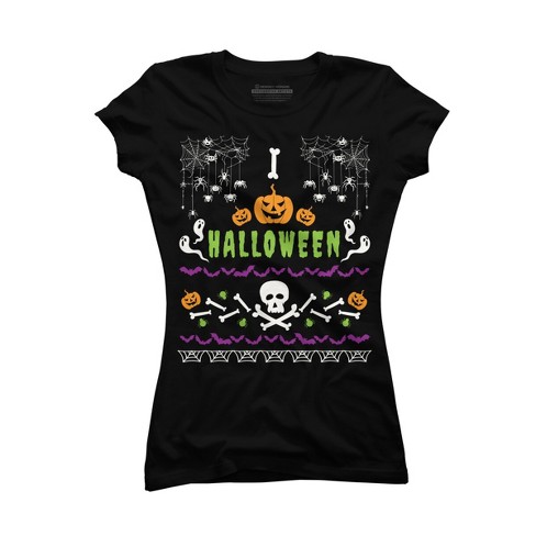 Junior's Design By Humans Halloween Lover Ugly Sweater By Machmigo T-shirt  : Target