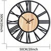 20 Inch Large Wall Clock Living Room Bedroom Decor Metal Silent Non Ticking Analog Clock Wooden Roman Numerals 50cm - 2 of 4