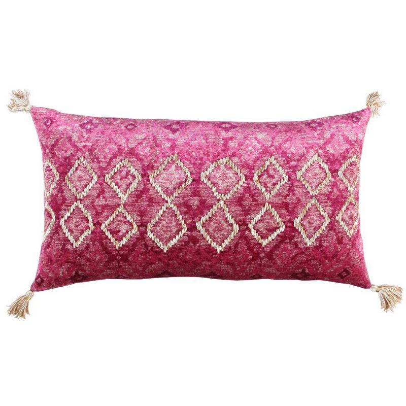 14&#34;x26&#34; Oversized Poly Filled Lumbar Throw Pillow Pink - Rizzy Home, 1 of 8