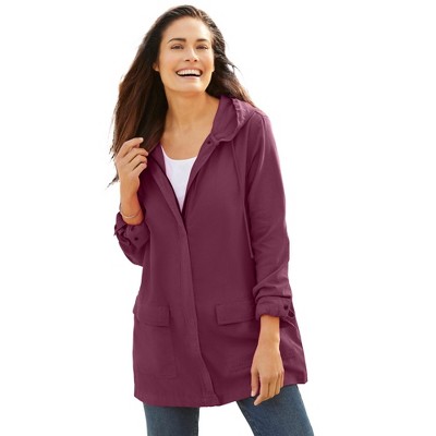 Woman Within Plus Size Lightweight Utility Hoodie Jacket