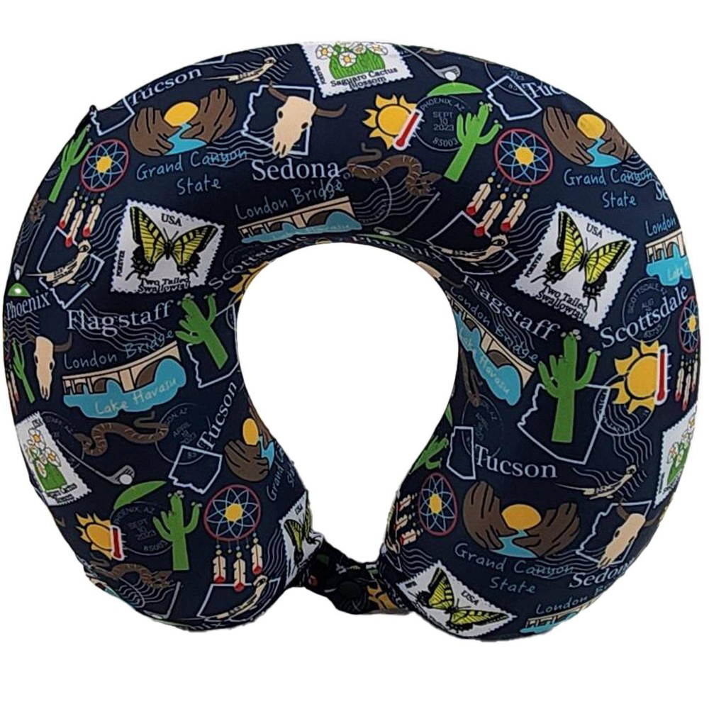 WOLF State Souvenir Printed Spandex Memory Foam Travel Neck Pillow Arizona