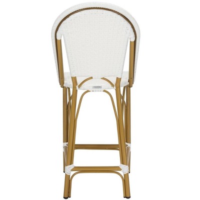 Parisian White Wicker and Aluminum Counter Stool