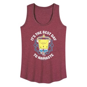 Women's - SpongeBob SquarePants - The Best Day To Namaste Graphic Racerback Tank - 1 of 4
