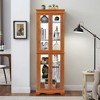 Glass and Wood Lighted Multi-Tier Curio Display Cabinet with Adjustable Shelves, Internal Light and Movable Partition for Living Room - 4 of 4