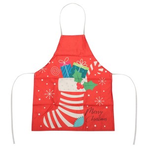 Unique Bargains Christmas Aprons Linen Red White Green 21.65"x26.77" 1 Pcs - 1 of 4