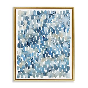Stupell Industries Coastal Tile Abstract Soft Blue Beige Shapes Floating Frame Canvas Art - 1 of 4