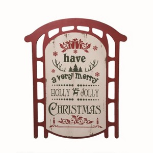 Transpac Wood Multicolor Christmas Jolly Holiday Sled Decor - 1 of 2