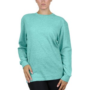 Galaxy By Harvic Women's Loose Fit Waffle Knit Thermal Shirt - 1 of 2