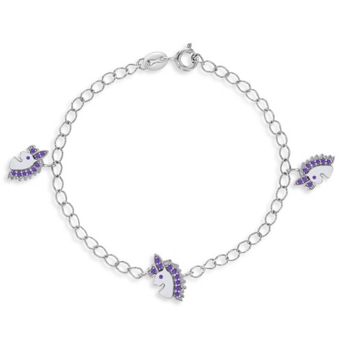 Girls' Cz Enamel Unicorn Charm Bracelet Sterling Silver - In Season Jewelry  : Target