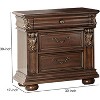 ORRD 3 Drawer Wooden Nightstand with Molded and Carved Details, Brown - 3 of 4