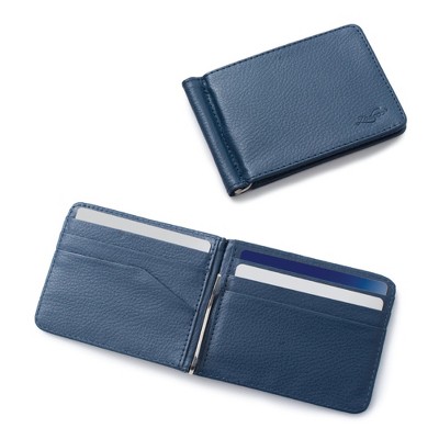 Zodaca Stylish Thin Leather Wallet with Removable Money Clip, Dark Blue