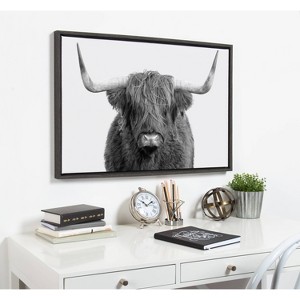 23" x 33" Sylvie Highland Cow Portrait Framed Canvas by Amy Peterson Gray - Kate & Laurel All Things Decor: Wall Decor, Animal Artwork - 1 of 4