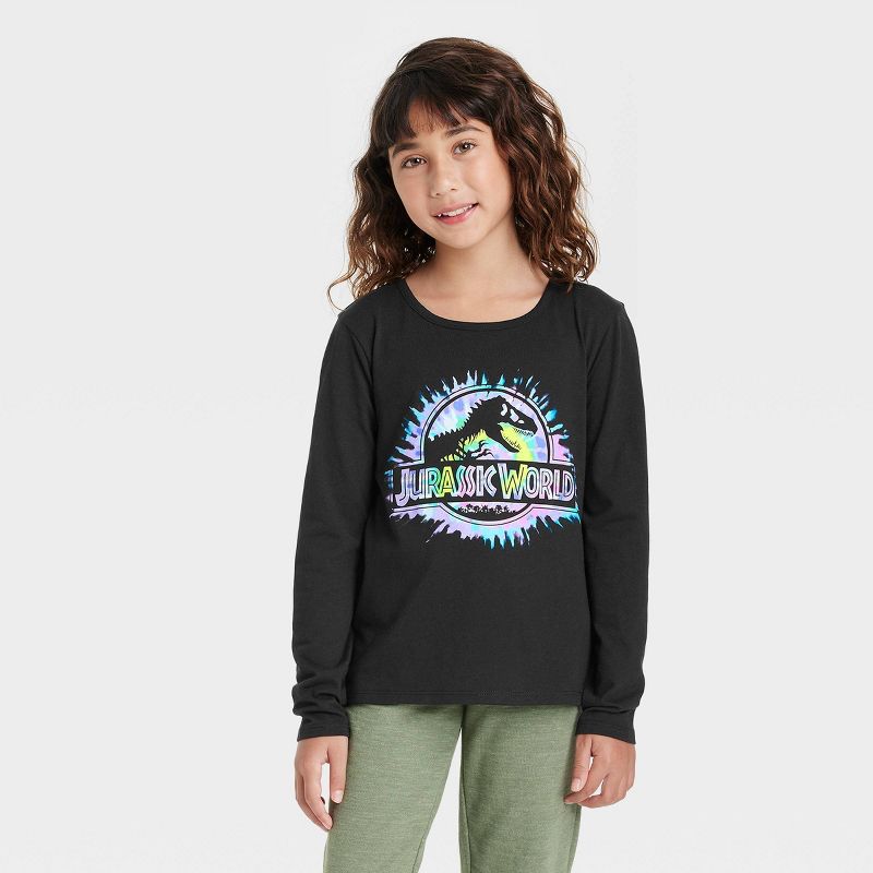 Girls' Jurassic World Long Sleeve Graphic T-Shirt - Black, 1 of 4