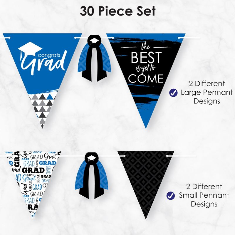 Big Dot of Happiness 30 Piece Blue Graduation Party Pennant Triangle Banner, 6 of 10
