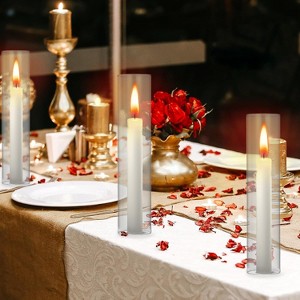 10 PCS Hurricane Candle Holder Sleeve, Clear Open Ended Glass Hurricane Chimney,Candlestick Holder Tube Cover for Wedding Christmas Centerpiece Decor - 1 of 4