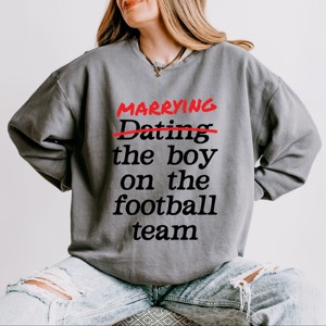 Marrying The Boy On The Football Team - Womens Lightweight Garment Dyed Sweatshirt - 1 of 3