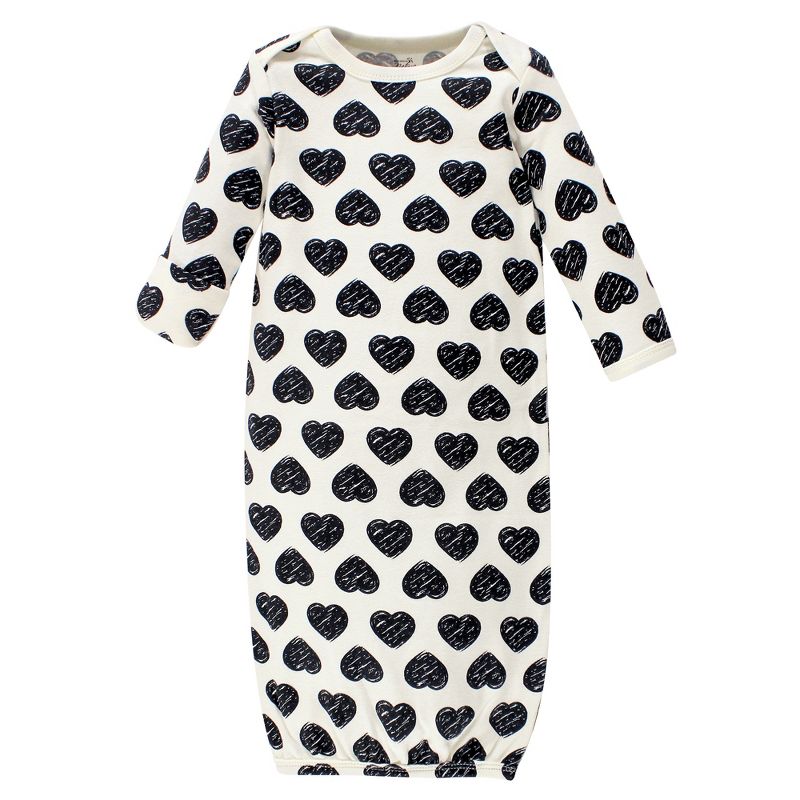 Touched by Nature Baby Girl Organic Cotton Long-Sleeve Gowns 3pk, Heart, 0-6 Months, 3 of 6