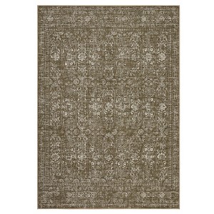 Machine Washable Area Rug – Oriental Distressed Medallion Carpet with Non-Slip Backing,Vintage Printed Rug for Living Room & Bedroom,Camel Tone - 1 of 4