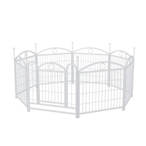 VisioGear Pet Doors, Gates and Pens, 24-inch 8 Panels Pet Dog Fence with Doors, Foldable Pet Pen for Pet Exercise, White, 48.4"*48.4"*24.2" - 1 of 4