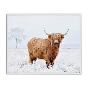 Stupell Industries Highland Cow in Snow Black Framed Giclee Art - 1 of 4