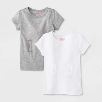 Toddler Kids' Adaptive 2pk Short Sleeve Undershirt with Abdominal Access - Cat & Jack™ Gray/White