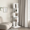 White 5-tier rotating bookshelf, floor-standing minimalist bookcase, creative bookshelf suitable for living rooms - 4 of 4
