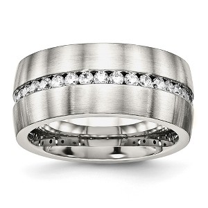 Chisel Stainless Steel Brushed and Polished with CZ 10mm Band Ring - 1 of 4