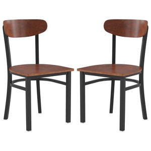 Flash Furniture Wright Set of 2 Commercial Grade Dining Chairs with 500 LB. Capacity Steel Frame, Solid Wood Seat, and Boomerang Back - 1 of 4