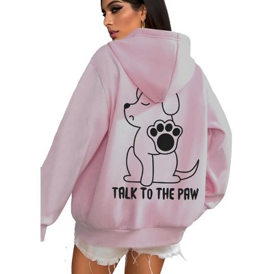Plus Size Hoodie Talk to the Paw Beagle Sweatshirts Hooded Long Sleeve Pullover Sweatshirts for Plus Size Women