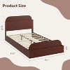 Twin Size Bed Frame, Wooden Beds with Storage Headboard and Raised-Foodboard for Kid, Low Platform Bed for Bedroom, Sturdy Wooden Slats Support - 2 of 4