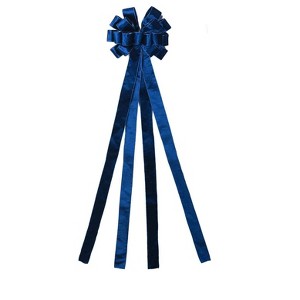 Aoibox Christmas Tree Topper 48x13 Inches Velvet Bow Large Decorative Blue Bow with Long Tail for Holiday Tree Mantel Door 1 Piece - 1 of 4