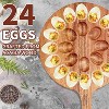 Acacia Wood Deviled Egg Platter, 24-Hole Round Tray & Charcuterie Board for Easter Serving - 2 of 4