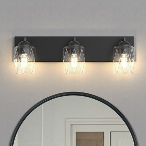 YANSUN 3-Head Vanity Light, Non-Integrated Light Source, No Bulbs Included, Matte Black Finish, E26 Base - 1 of 1