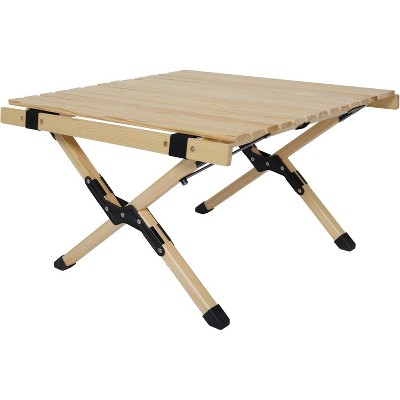 Portable Foldable Outdoor Picnic Table - Natural Beech Wood Camping Table with X-Frame Design -Small Sizes