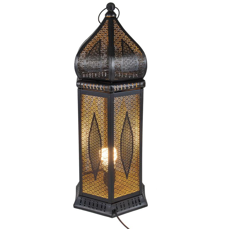 Northlight 23.5" Black and Gold Moroccan Style Lantern Table Lamp, 4 of 5