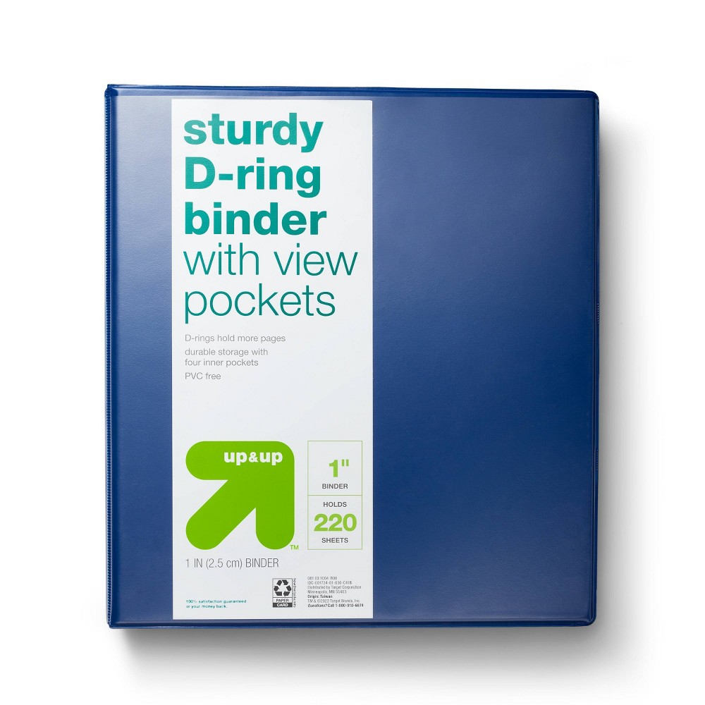 1" 3 Ring Binder Clear View Blue - up & up™ 12 pack 