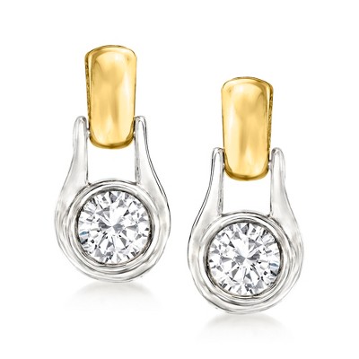 Ross-Simons 1.00 ct. t.w. Diamond 2-Tone Earrings