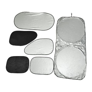 Unique Bargains 6 in 1 Foldable Window Windshield Sun Shade Visor Set for Car Silver Tone - 1 of 3