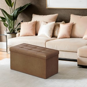 30" Storage Ottoman Bench, Ottoman with Storage, Leather Storage Bench, Hold up to 660lb for Living Room - 1 of 4