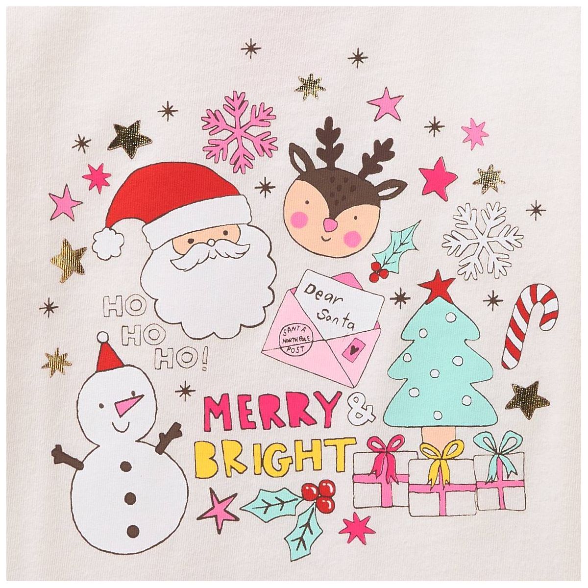 Toddler Girls' Oversized Long Sleeve Holiday Santa T-Shirt - Cat & Jack™ Cream - thumbnail 3