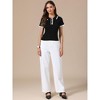 INSPIRE CHIC Women's Summer Casual Work Short Sleeve Polo Collar Ribbed Knit Blouses - 4 of 4