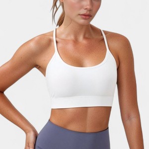 Anna-Kaci Active Women's Scoop Neck Sports Bra with Thin Straps Smooth Stretch Fabric Removable Pads Low Impact Support - 1 of 4