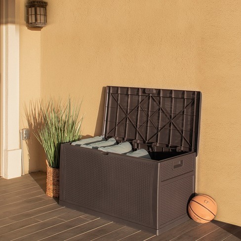 Barton Deck Box 120 Gallon Outdoor Patio Storage Bench Shed