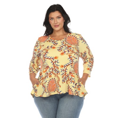 White Mark Plus Size Vibrant Boho Swing Top