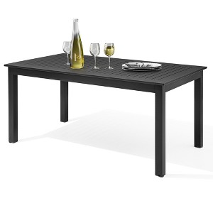 Crestlive Products Patio Expandable Dining Table Aluminum outdoor table for 6-8 People, Lawn Garden Porch Bristro, Rectangular Table Black - 1 of 4